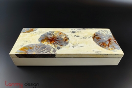 Three-compartment lacquer box hand-painted with abstract lotus 13*30cm